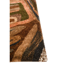 Genesis Hand Tufted <b>Wool</b> & Viscose Rugs Beige & <b>Brown</b> Abstract Pattern for Home Use-Tra-13529 - Product Image 4