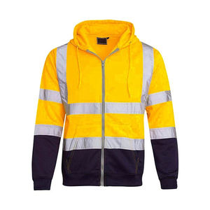 Customized High Visibility Reflective Zipper <b>Hoodies</b> Waterproof Construction Security Fleece Plus Size for <b>Working</b> Low Light - Product Image 1
