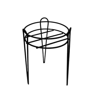 Soporte redondo de hierro para maceta, Soporte redondo de metal de Color negro para decoración de interior y jardín