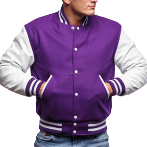 Chaqueta Bomber Clásica Estilo Americano Unisex, Cuerpo de Lana, Mangas de Cuero, Estilo Universitario, Ecológica, Resistente al Viento, con Parches - Product Image 4