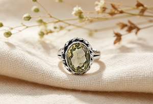 Anillo de Cóctel Art Palace Citrine, Chapado en Plata 925, Engaste Ovalado, Estilo Vintage, Joyería Unisex - Product Image 2