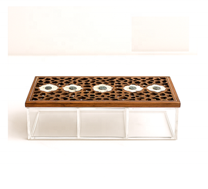 Bocaux de rangement carrés en acrylique Ramadan 2026 avec couvercles en bois et incrustations de nacre, faits à la main, hermétiques pour aliments secs - Product Image 3