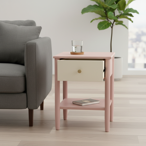 Mesa de centro moderna en color rosa empolvado y pastel leche con madera de caucho duradera y MDF para comedor, restaurante y decoración del hogar. - Product Image 6