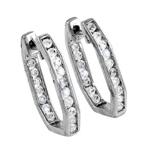Pendientes de aro de plata para mujer con circonita cúbica, joyería de cristal, regalo - Product Image 3