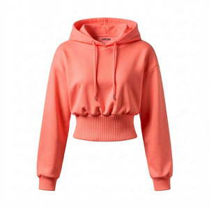 Sudadera Corta con Capucha para Mujer, Estilo Urbano, Cintura Ajustada, Dobladillo Acordonado, Hombros Caídos, Colores y Tallas Personalizables con Logotipo - Product Image 4