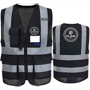 Gilets de sécurité réfléchissants robustes avec 7 poches et fermeture à glissière avant - Product Image 2