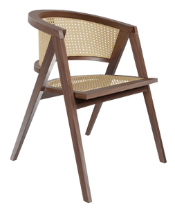 Chaise de salle à manger avec accoudoirs, de haute qualité, fabriquée en bois de teck massif avec assise et dossier en rotin, pour une utilisation intérieure et extérieure - Product Image 1