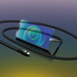Câble en cuivre pur PD35W 6A à charge rapide 2M avec câble USB en matériau de tissage CB-305CL NEGRO POUR IPHONE - Product Image 3