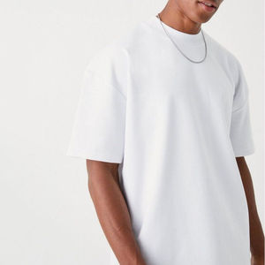 Camiseta de Algodón para Hombre al por Mayor de Fábrica, Camiseta Blanca Lisa Personalizada con Corte Cuadrado Negro, Diseño de Letras, Material 100% Algodón - Product Image 3