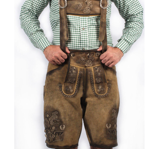 กางเกงขาสั้นหนังแพะแท้สำหรับผู้ชาย, กางเกงหนังแพะแท้แห้งเร็วระบายอากาศได้ดีมีลายปักเอวกลาง - Product Image 3