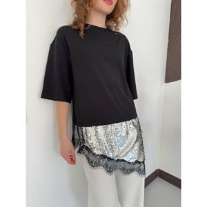 D 3064 LACE DETAIL <b>T</b>-<b>SHIRT</b> - Product Image 4
