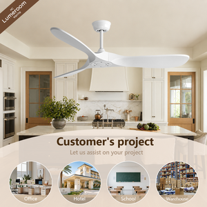 42 Inch Nordic <b>Ceiling</b> <b>Fan</b> Without Light White Finish with 3 Solid Wood Blades and <b>Remote</b> <b>Control</b> for Bedroom Living Room - Product Image 3