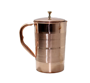 Jarra de cobre puro para beneficios de salud Ayurvédica Jarra de agua de cobre hecha a mano de 1,5 litros con tapa a juego - Product Image 1
