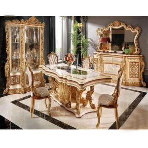 Meubles de salle à manger en bois Royal, ensemble avec des feuilles épaisses, sculpté, nouveau Style, meubles de salle à manger - Product Image 1