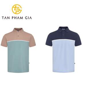 Nouvelle tendance polos pour hommes bouton avant polo à demi-manches avec contraste couleur Patchwork bon T-shirt uniforme extensible - Product Image 1