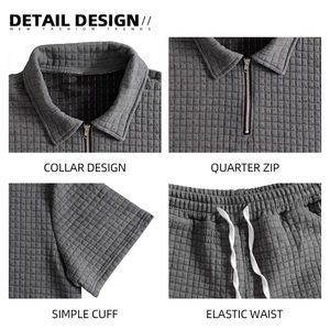 Conjunto de camiseta informal de alta calidad de dos piezas para hombre de verano, conjunto de pantalones de cintura elástica de manga corta holgados al mejor precio - Product Image 6