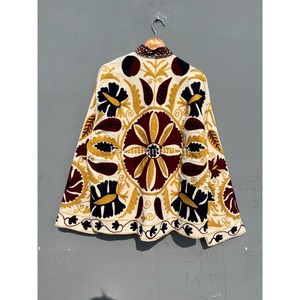 Unisex Uzbek Floral Embroidery Cotton <b>Velvet</b> Suzani Jacket Coat Women's Autumn/Winter Party Short Coat with Knitted Side Lining - Product Image 5