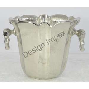 ถังแช่น้ำแข็งเบียร์โลหะสีเงินพร้อมด้ามจับสำหรับแช่ไวน์แชมเปญอลูมิเนียมสไตล์ฝรั่งเศส - Product Image 3