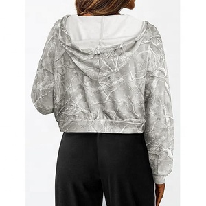 Sweat-shirts d'hiver pour femmes à demi-zip en tissu tricoté modal, polyester et élasthanne de haute qualité, motif camouflage sur le devant, vente en gros - Product Image 3