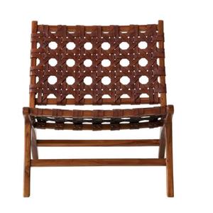 Sillón Reclinable de Madera de Acacia y Cuero Genuino, Dos Plazas, Inflable, Ecológico, Diseño Moderno y Lujoso para Dormitorio - Product Image 4