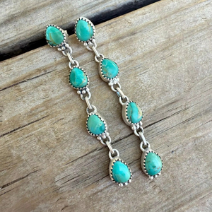 Pendientes de plata de ley hechos a mano Kingman turquesa, Pendientes colgantes de gota, joyería Bohemia, pendientes únicos de piedras preciosas para mujer - Product Image 1