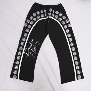 Embroidery Wide <b>Flare</b> Pants Joggers Vintage sports Running Oversized Baggy Print Track Reflective Windbreaker breathable Pants - Product Image 1