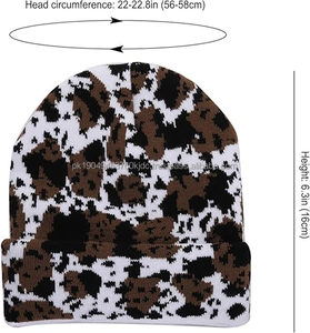 Y2K Letter Printed Knitted <b>Beanie</b> Winter <b>Skull</b> Cap Dot Bow Camouflage Patterns for Men Women's Headwear for Beach Business - Product Image 2