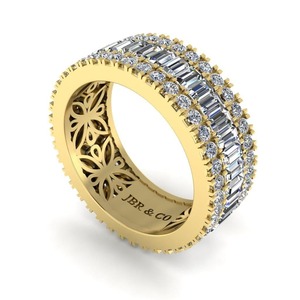 Top vendedor Baguette y Diamante redondo chapado en oro 925 Plata Pave Set banda de boda para mujeres moda de lujo a precio al por mayor - Product Image 4