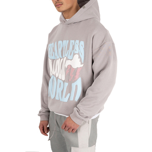 Conjunto de sudadera con capucha y pantalones de chándal con cremallera bordada y desgastada personalizada para hombre, chándal de lavado ácido - Product Image 3