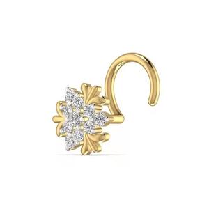 Women's 14KT Yellow Rose Gold <b>Nose</b> pin 0.11CT <b>Diamond</b> Triangle Shape Fine Body Jewelry Small Fancy Wedding & Engagement Gift - Product Image 3