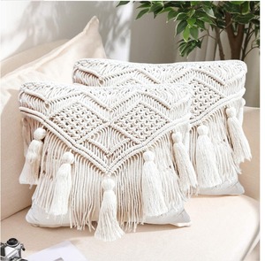 Taie d'oreiller tissée en macramé bohème moderne au meilleur prix, coussins décoratifs d'Inde - Product Image 5