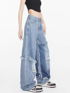 Harun กางเกงยีนส์ขาตรงสไตล์ใหม่สำหรับผู้ชาย, กางเกงยีนส์ขาบานสไตล์เกาหลีเทรนด์เกาหลีกางเกงยีนส์ขาบาน - Product Image 4