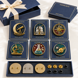 Badges métalliques personnalisés d'astronomie et de sciences, épingles à revers en émail dur en relief 3D - Product Image 3