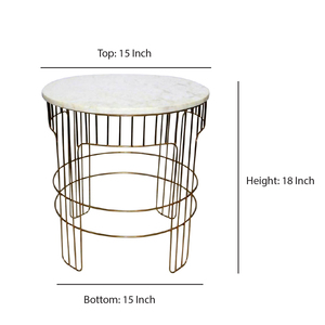 Custom Design Marble and Iron Made Center <b>Table</b> for Home and Office, 15 X 15 X 20 Inches White <b>Gold</b> Manufacturer - Product Image 5