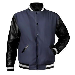 Veste universitaire unie pour homme avec manches en cuir – Nouvelle collection en promotion - Product Image 2