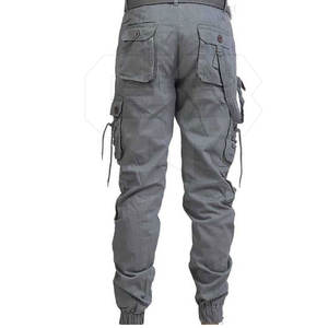 Jambe droite légère et ample 100% coton taille élastique travail en plein air pantalon cargo décontracté - Product Image 3