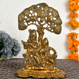 รูปปั้นพระราชาธิบดีรัฐวิชัย ชุบทอง งานเชื่อมโลหะ เครื่องใช้บนโต๊ะอาหาร แบบดั้งเดิม ศาสนา สมัยใหม่ รัฐราชสถาน ของตกแต่งบ้าน - Product Image 2