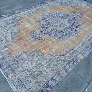 Alfombra Turca Grande de 5.9x9.6 pies, Ecológica, Vintage, Azul, con Diseño de Patchwork, Base de Látex y Pelo Mediano - Product Image 3