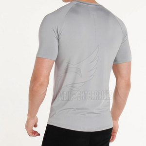 Camiseta Deportiva de Secado Rápido con Mangas Raglán Grises para Hombre, Talla XXL, con Logotipo de Águila Estampado en la Parte Delantera, Diseño Ajustado con Cuello Redondo, Ropa Deportiva - Product Image 3