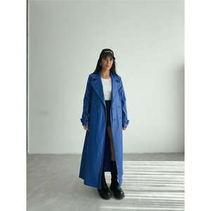 Gabardina Azul Acolchada de Cuero para Mujer - Product Image 1