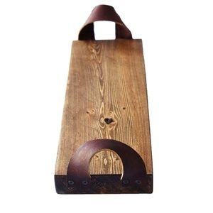 Assiette de service rectangulaire avec poignée en cuir plateau de service vaisselle en bois de vente chaude plateau de service assiette de service en bois plateau de nourriture - Product Image 1