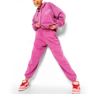 2023 automne vêtements pour femmes Jogging costume couleur unie 2 pièces culture tenue unisexe à manches longues deux pièces pantalon tenues ensemble 2023 - Product Image 5