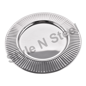 Assiette de présentation ronde en acier inoxydable martelé de 33 cm avec technique d'émail de couleur service de vaisselle de mariage plateau de vente en gros - Product Image 2