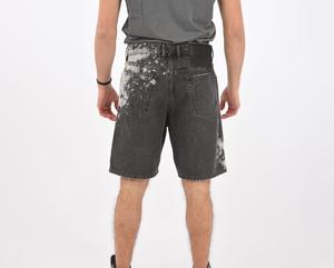 Pantalones cortos informales de mezclilla transpirables de retazos, pantalones vaqueros holgados cortos para hombre, pantalones cortos desgastados lavados de punto de tela vaquera - Product Image 2