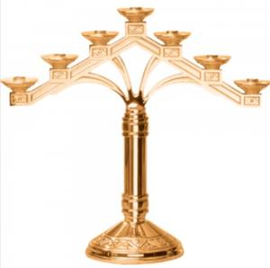 Bougeoir à 7 bras en laiton fini or pour objet décoratif d'église Décor religieux et fournitures d'église - Product Image 1