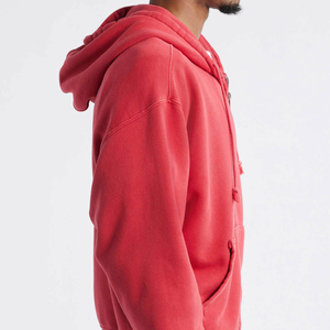 Sweat à capuche Sun Faded Custom Hoodie Streetwear Double Coudre Déchiré Acide Lavé Lourd 500Gsm Zip Up Hoodie Hommes - Product Image 5
