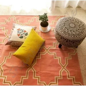 平织棉户外地毯和定制地毯手工棉地毯地垫地毯手工编织杜里多色手摇织机