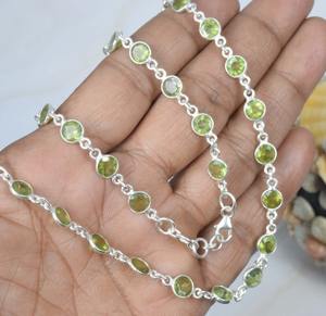 Peridot vert coupé 925 argent Sterling mois de novembre collier de pierres précieuses naturelles Bracelet bijoux faits à la main cadeau pour noël - Product Image 4