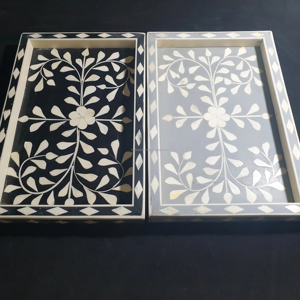 Décoration Plateau de service indien de luxe avec superbe incrustation de nacre Plateaux décoratifs d'élégance faits à la main à vendre en vrac - Product Image 1