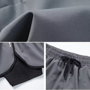 Pantalones cortos de gimnasio de secado rápido para hombre, ropa de calle deportiva con logotipo personalizado y patrón sólido - Product Image 6